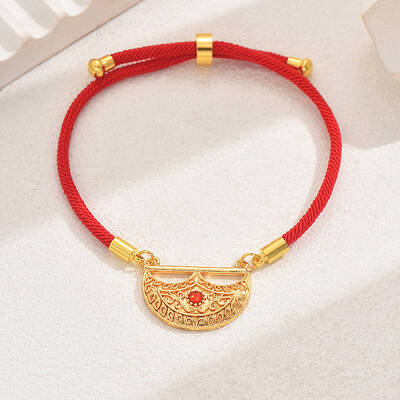 Vintage Ethnic Style Adjustable Round Cord Silder Bracelets with Brass Rhinestone Link for WomenLink for Women