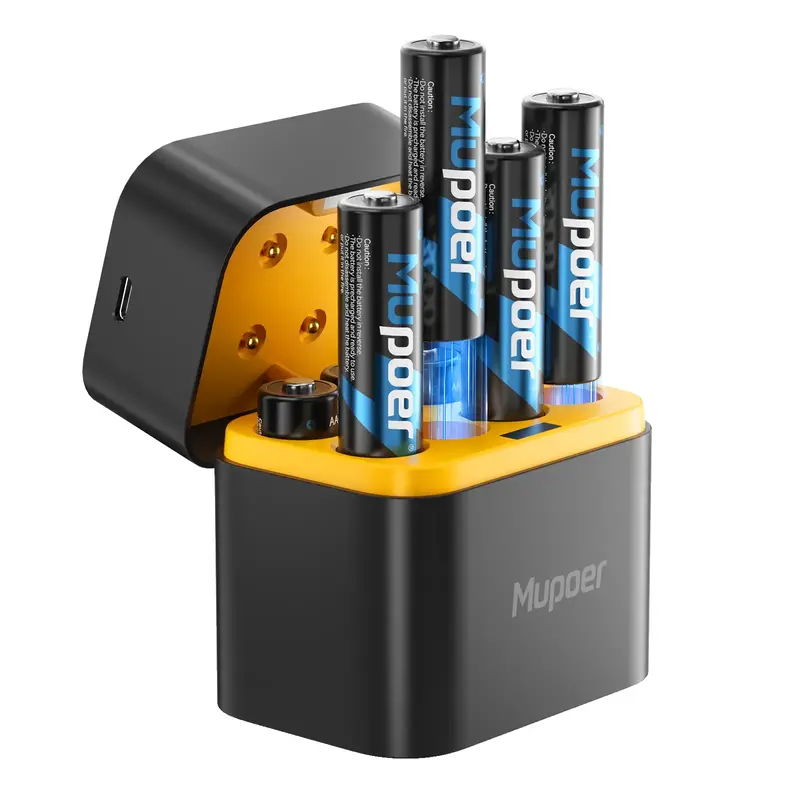 Rechargeable Lithium Batteries AA 8-Pack with Charger, 1.5V 3000mWh Double A Batteries, Long Lasting Rechargeable AA Li-ion B...