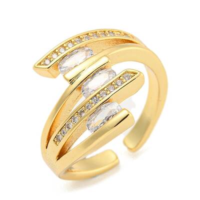 Clear Cubic Zirconia Open Cuff Ring