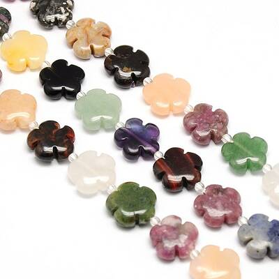 Mixed Natural Gemstone Flower Beads Strands