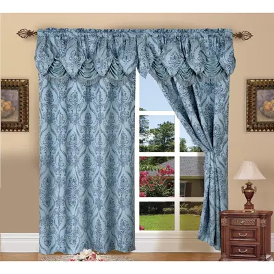 Elegant Comfort Set of 2 Penelope Jacquard Curtain Panels with Attached Valance - 54\