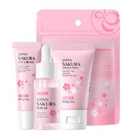 Pink Cosmetics Sakura Moisturizing Soothing Facial Skin Care Product Set, 3 Counts/set Including 17ml Facial Serum, 15g Eye ...