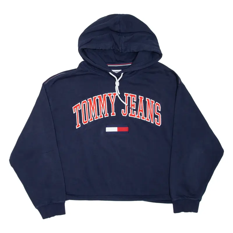 TOMMY JEANS Cropped Womens Blue Hoodie L