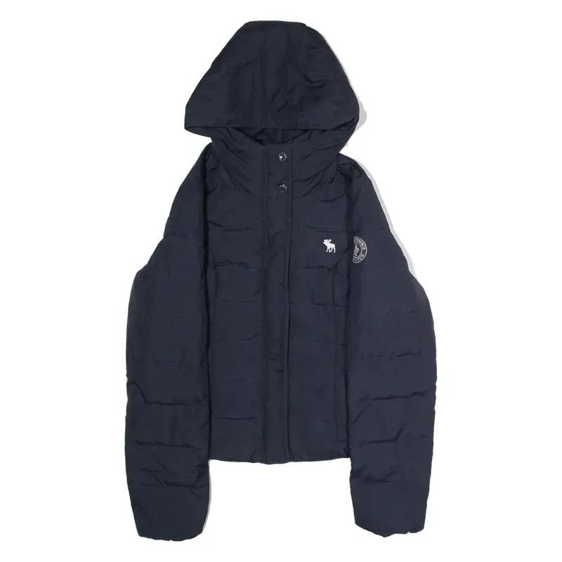 ABERCROMBIE & FITCH Womens Puffer Jacket Blue Hooded L