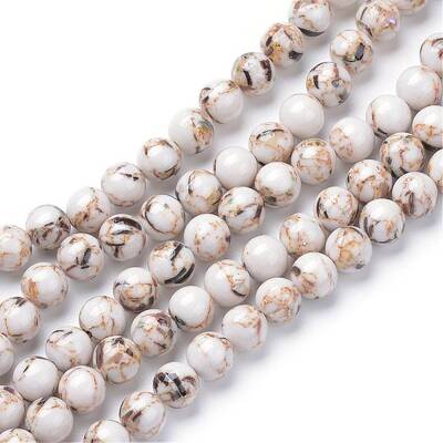 Assembled Synthetic Turquoise and Shell Beads Strands
