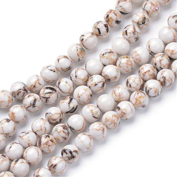 Assembled Synthetic Turquoise and Shell Beads Strands