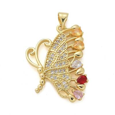 Butterfly Brass Micro Pave Cubic Zirconia Pendants
