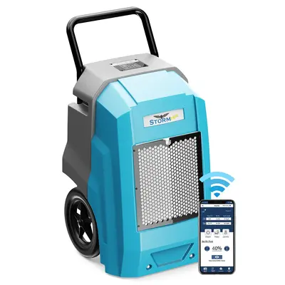 AlorAirĀ® Storm Pro | 180 PPD Smart Wi-Fi Industrial Dehumidifier with Pump for Basements, Garages, and Job Sites - Blue