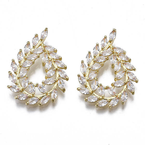 Brass Inlaid Clear Cubic Zirconia Pendants