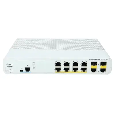 Cisco WS-C2960C-8PC-L | Catalyst 2960C Series 2960C-8PC-L 8 x 10/100Base-TX RJ-45 PoE and 2 x 1G RJ45/SFP Dual Purpose Uplink...