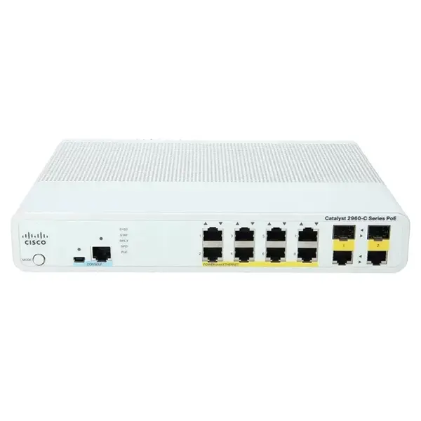 Cisco WS-C2960C-8PC-L | Catalyst 2960C Series 2960C-8PC-L 8 x 10/100Base-TX RJ-45 PoE and 2 x 1G RJ45/SFP Dual Purpose Uplink...