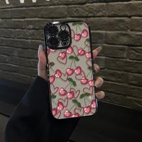 Cherry Pattern Camera Lens Protective Case for iPhone 16 Case 15 Pro Max Case 14 13 12 11 XR XS Plus Fashion Shockproof Drop-...