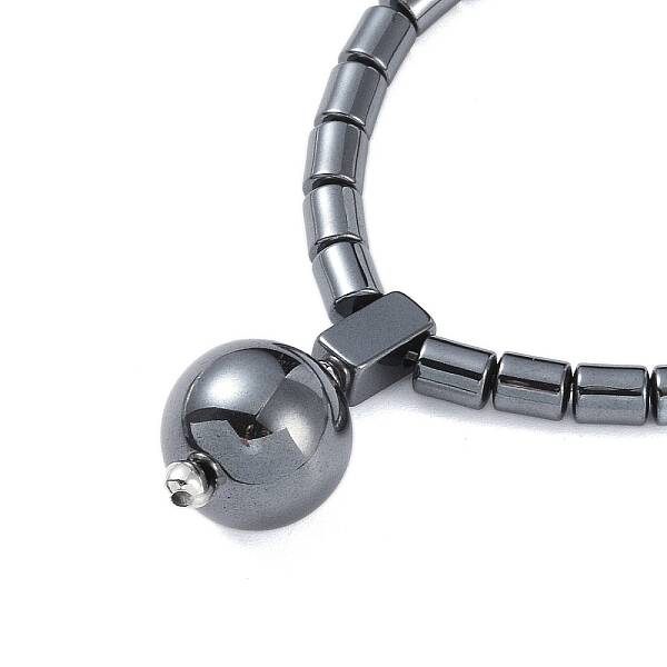 Non-Magnetic Synthetic Hematite Ball Pendant Necklaces for Men