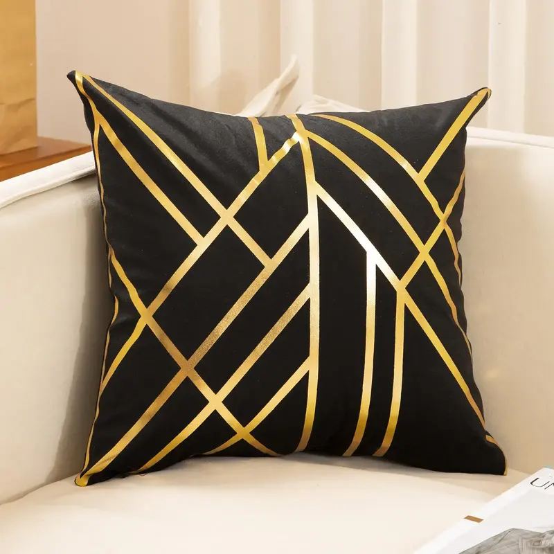 Geometric Pattern Cushion Cover without Filler, Modern Abstract Geometric Pillow Cover, Square Throw Pillow Cover for Home So...