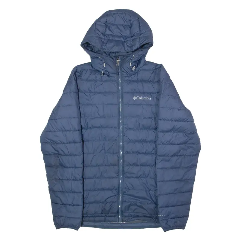 COLUMBIA Mens Puffer Jacket Blue Hooded S