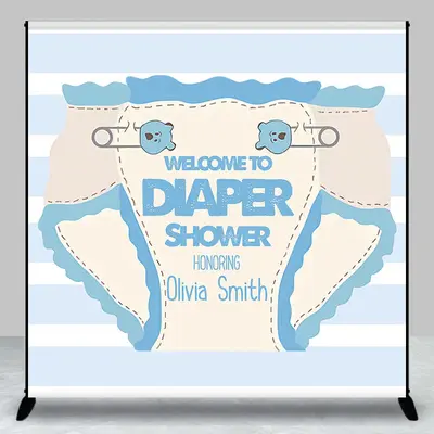 Custom Blue Diaper And Wipes Shower Baby Shower Backdrop - Aperturee
