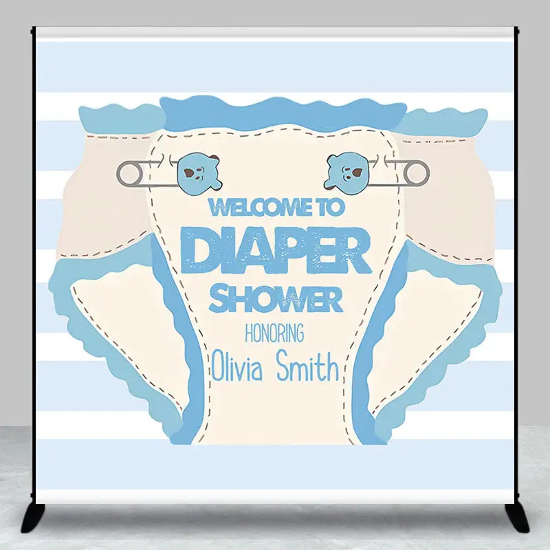 Custom Blue Diaper And Wipes Shower Baby Shower Backdrop - Aperturee