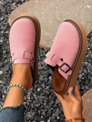 Women's Multi-Color Velvet Slip-On Shoes, Elegant Comfortable Large Size Single Button Design, Casual Fashion Slippers for Sp...