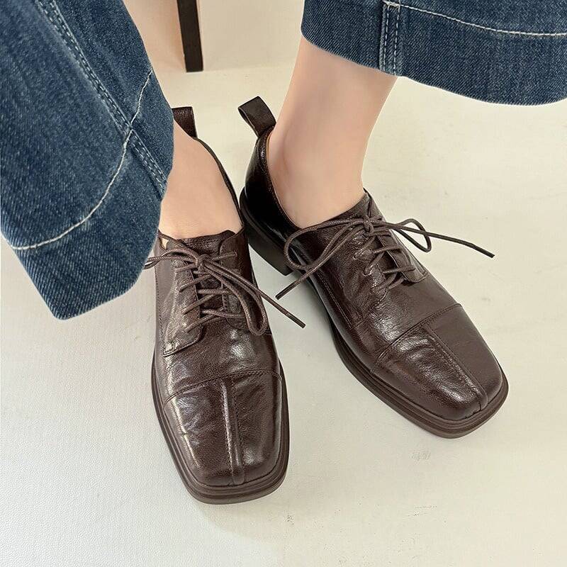 CHIKO Karif Square Toe Block Heels Oxfords Shoes