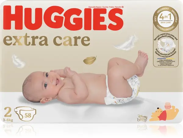 Huggies Extra Care Size 2 disposable diaper 3-6 kg 58 pieces