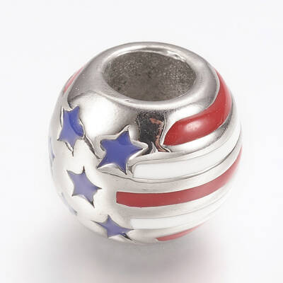 316 Surgical Stainless Steel Enamel European Beads