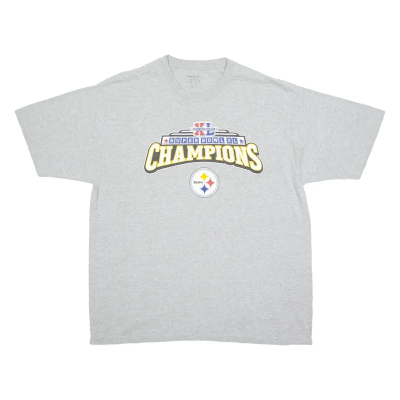REEBOK Pittsburgh Steelers Mens T-Shirt Grey USA Crew Neck XL