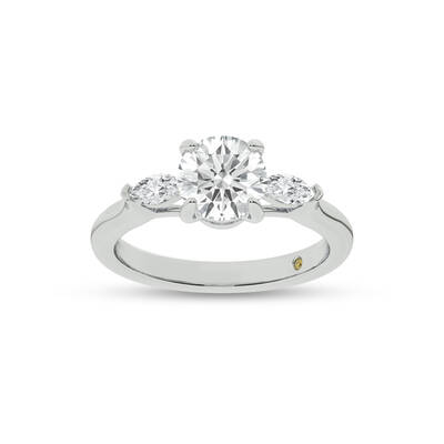 Maui Three Stone Round Lab Grown Diamond Engagement Ring | 18K White Gold 2 7/8 CT. TW.