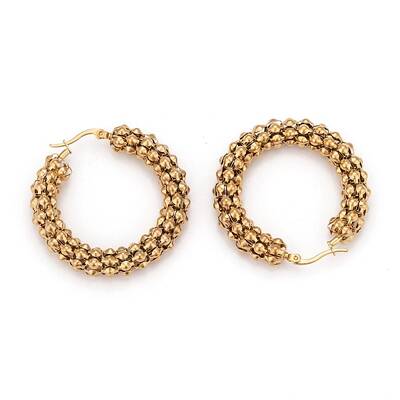 304 Stainless Steel Mesh Hoop Earrings