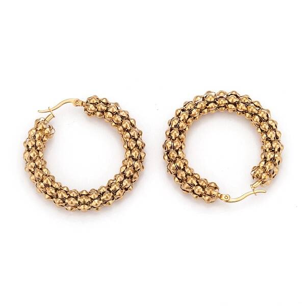 304 Stainless Steel Mesh Hoop Earrings
