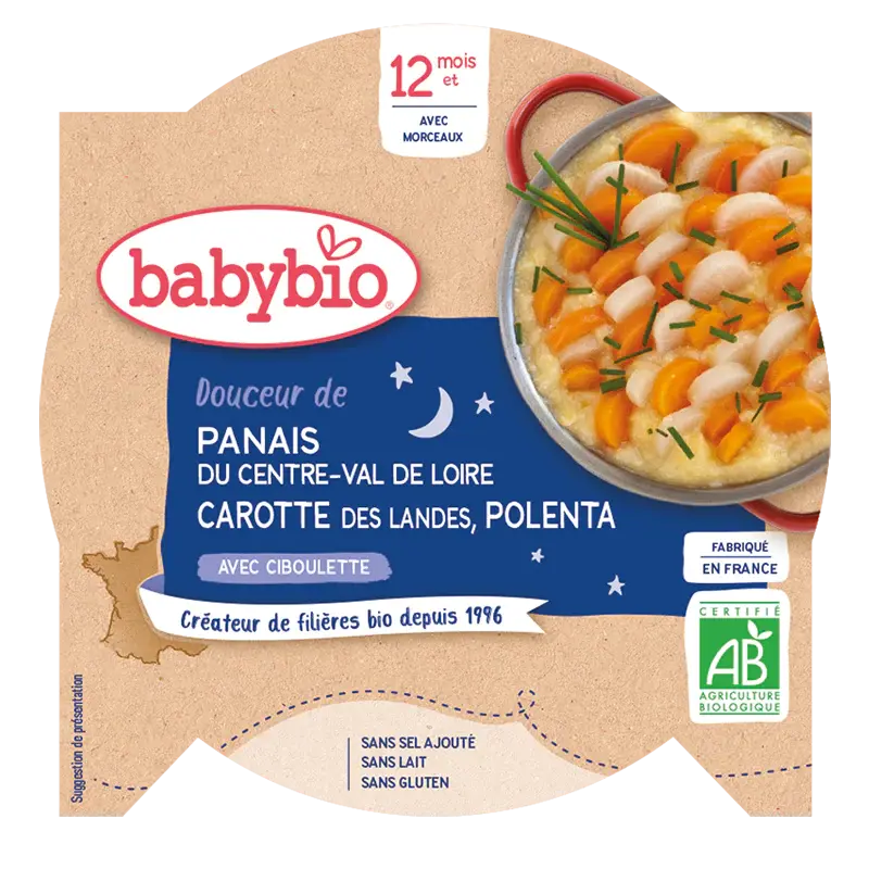 Babybio Dinner Plate - 12 months and more - Pasta, Carrot, Polenta - ORGANIC 230 g