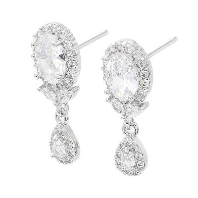 Glass Teardrop Dangle Stud Earrings