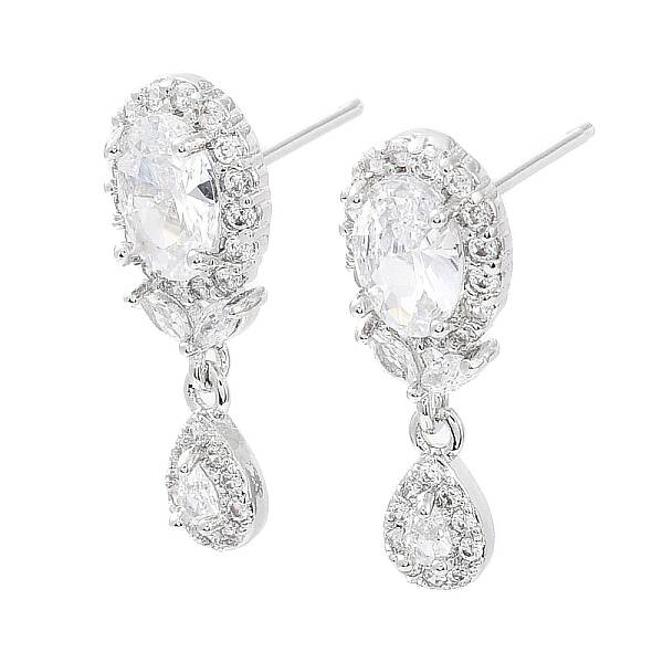 Glass Teardrop Dangle Stud Earrings