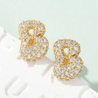 Brass Micro Pave Cubic Zirconia Stud Earrings