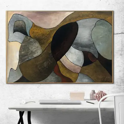 Large Abstract Painting on Canvas Brown Wall Art Geometric Art Painting Personalized Artwork 40x60 Art for Aesthetic Room Dec...