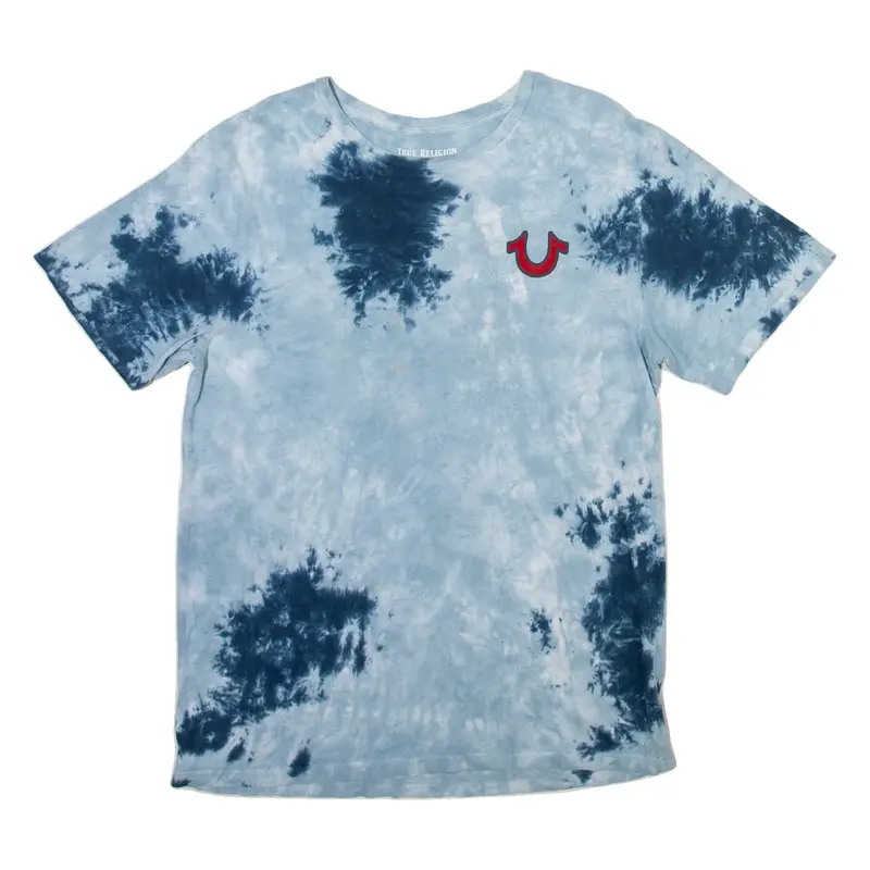TRUE RELIGION Mens Tie Dye T-Shirt Blue M