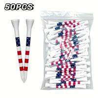 American Flag Style Pattern Golf Tee, 50pcs/set Portable Simple Durable Golf Tee, Ball Sports Equipment for Indoor Outdoor Us...