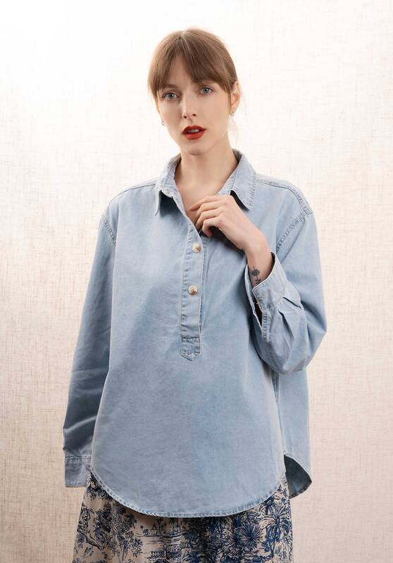 Blouse J0669 Jeans-Bleu | Color: JEANS BLEU | Size: L