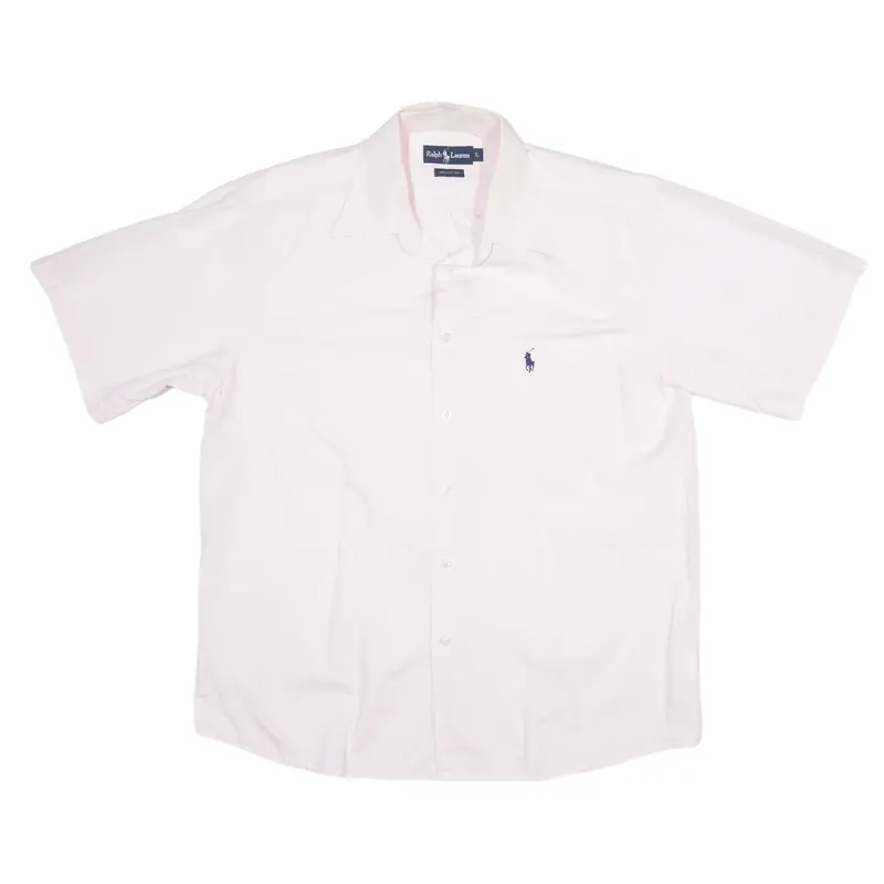 RALPH LAUREN Plain Shirt Pink Short Sleeve Mens L