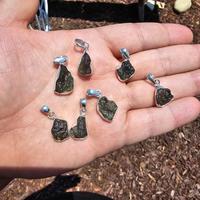 Intuitively chosen Moldavite Sterling Silver pendant, Saged and Blessed (1.0-1.9 Grams)