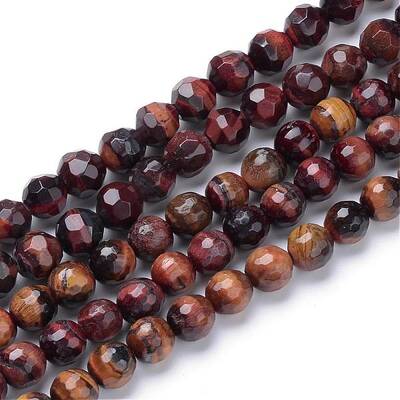 Natural Dyed & Heated Red Tiger Eye Bead Strands