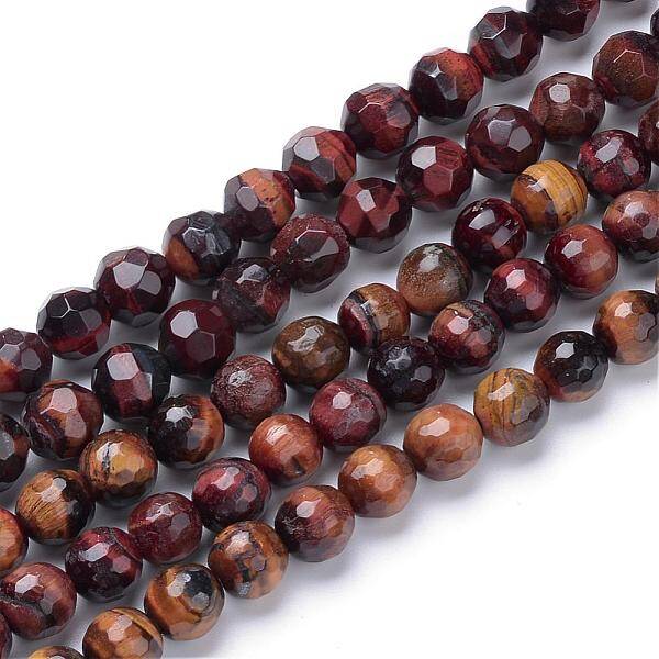 Natural Dyed & Heated Red Tiger Eye Bead Strands
