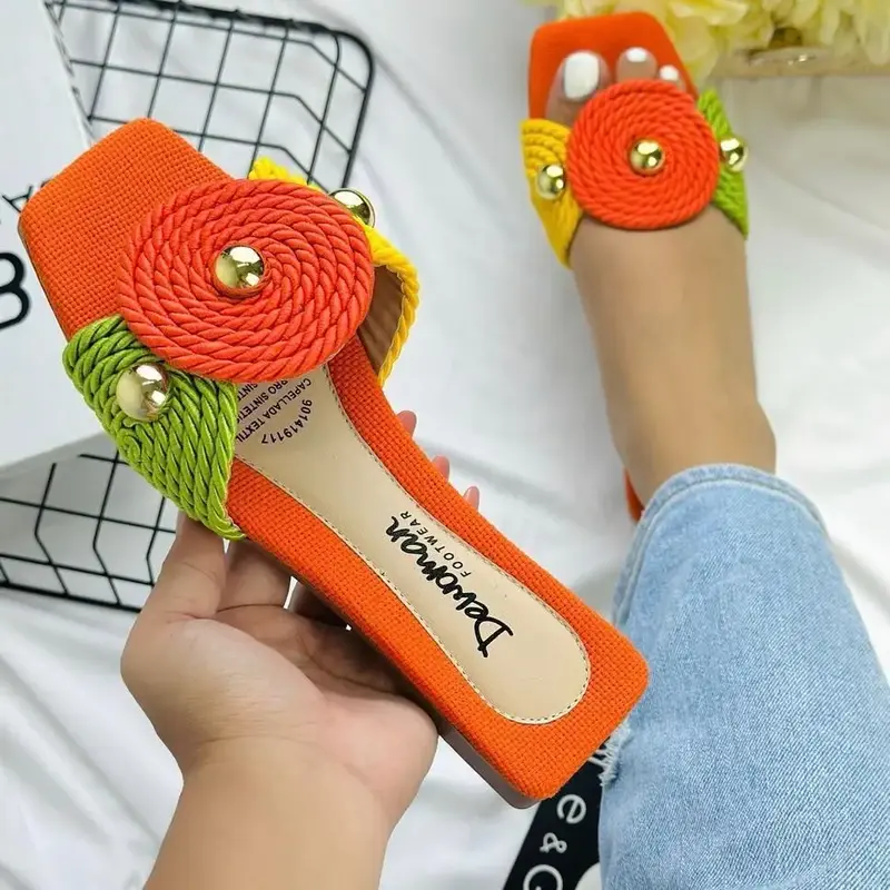 Sandalias colombianas sandalias de mujer flats square toe design