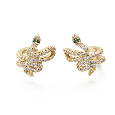 Brass Micro Pave Cubic Zirconia Cuff Earrings
