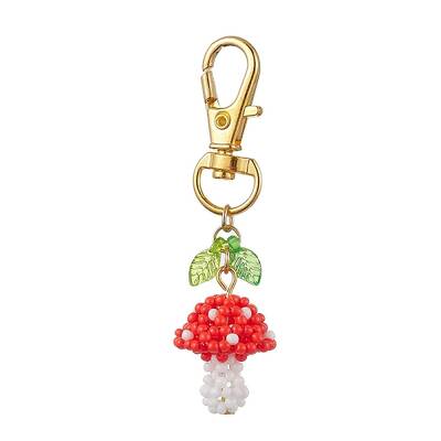 Handmade Glass Seed Mushroom with Acrylic Leaf Pendant Decorations