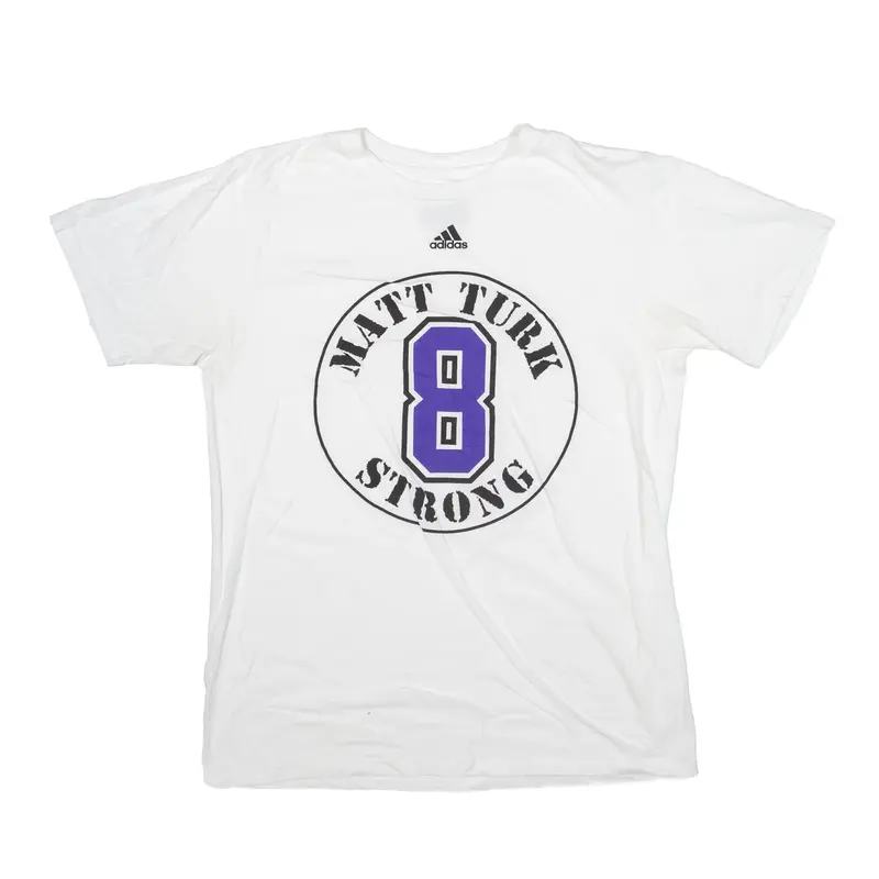 ADIDAS Matt Turk Strong Sports T-Shirt White Short Sleeve Mens M