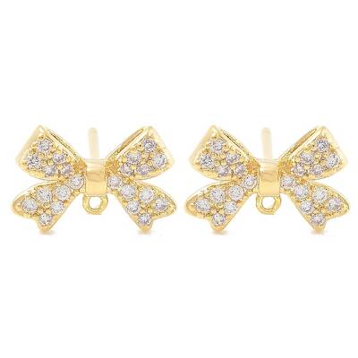 Brass Clear Cubic Zirconia Stud Earring Findings