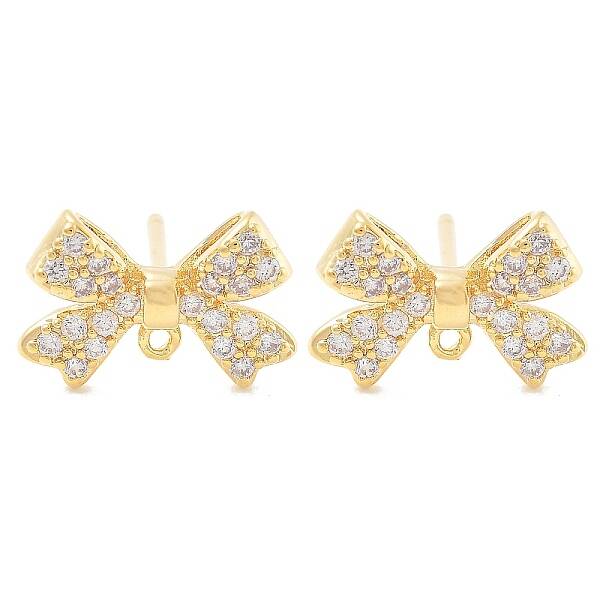 Brass Clear Cubic Zirconia Stud Earring Findings