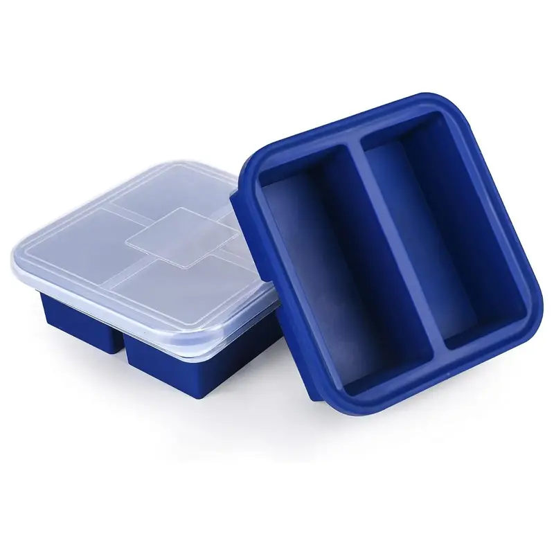 Silicone Freezer Tray, 2-grid Large Ice Tray, Freezer Storage Container, Kitchen Storage Organizer