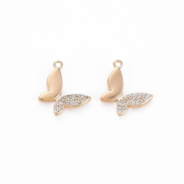 Brass Micro Pave Clear Cubic Zirconia Charms