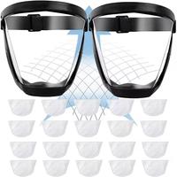 Two full face super protective masks are safe and transparent, suitable for outdoor, kitchen office use, windproof, dustproof...